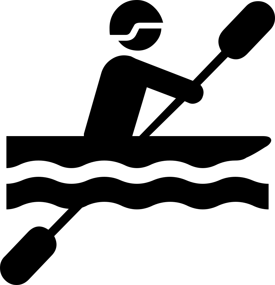 Canoe Paddler With Waves Black Icon Transparent PNG Paddling Symbol