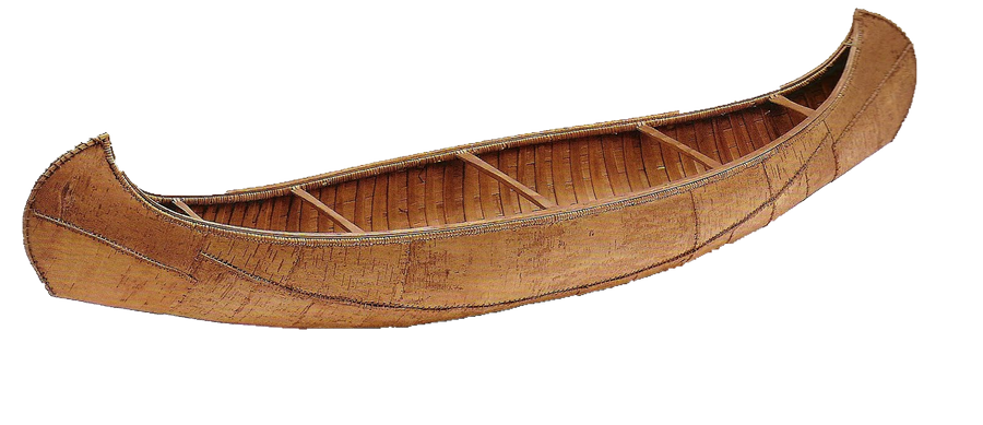 Classic Brown Wooden Canoe With Curved Ends PNG Vintage Boat Graphic
