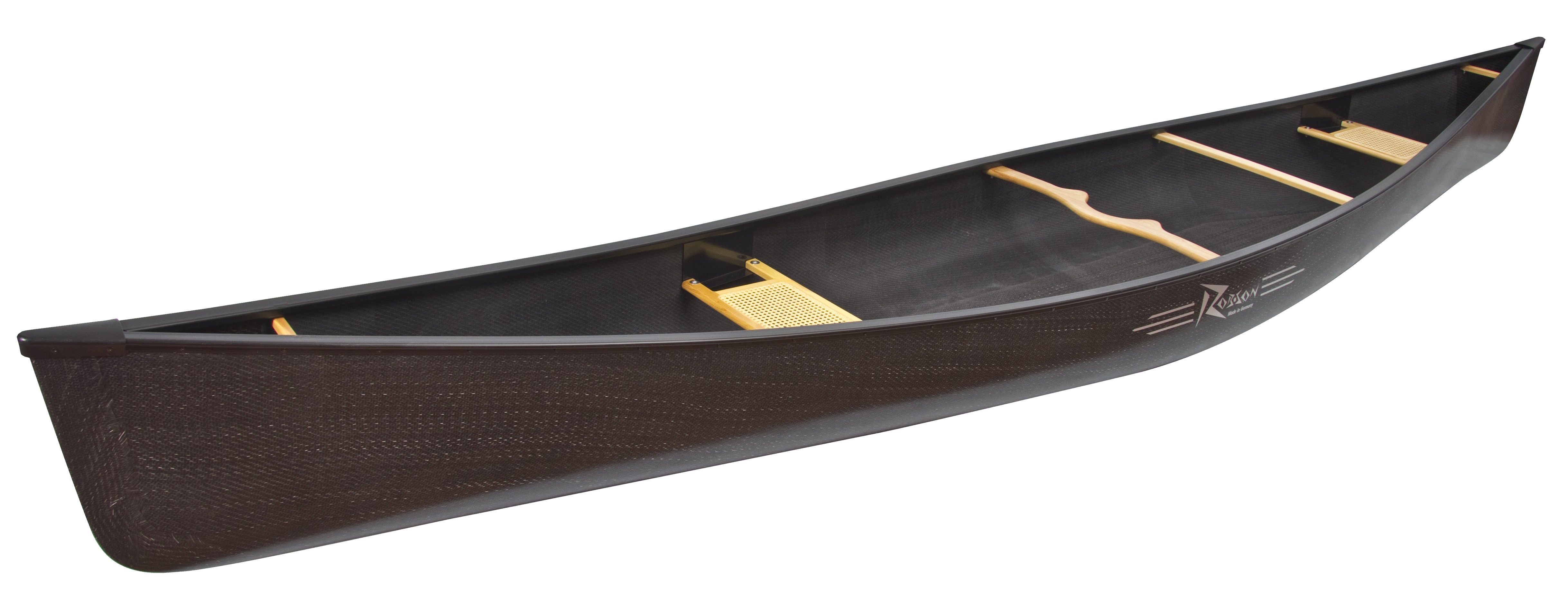 Dark Wooden Canoe With Seats Side View PNG Canoe Image