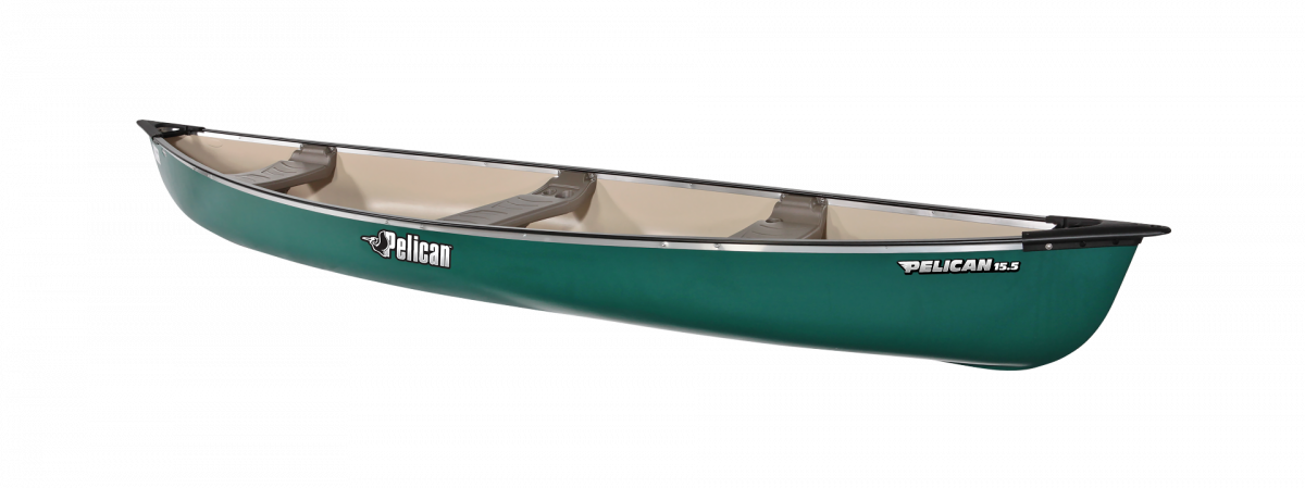Green Canoe With Black Seats Side View PNG Boat Illustration