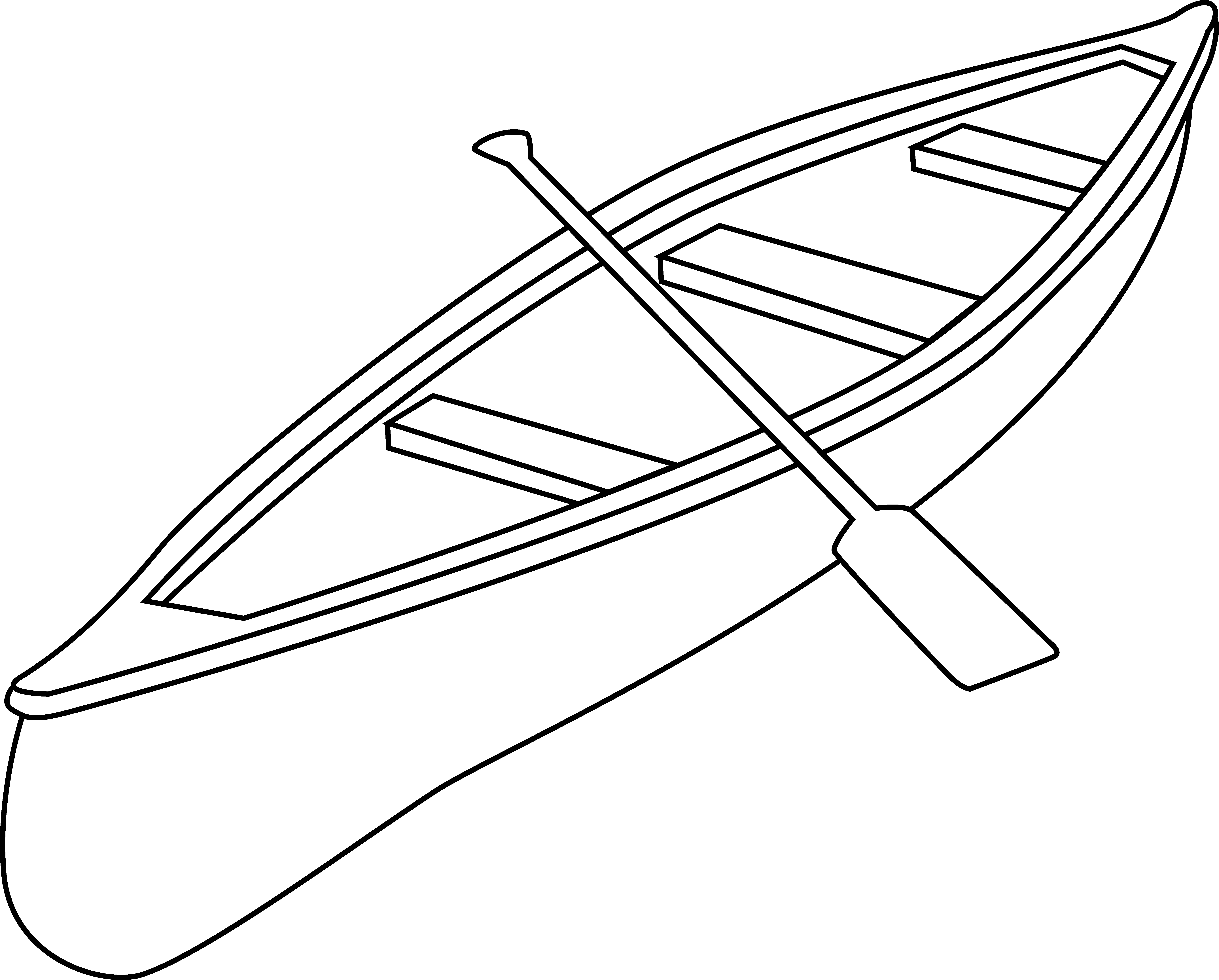 Simple Outline Canoe With Two Paddles Transparent PNG Line Art