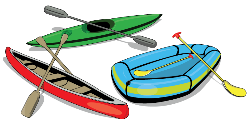 Three Colorful Kayaks And Paddles Collection PNG Watercraft Clipart