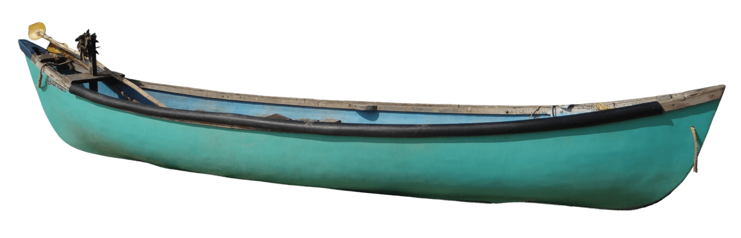 Turquoise Canoe With Seats Side Profile Canoe PNG Image