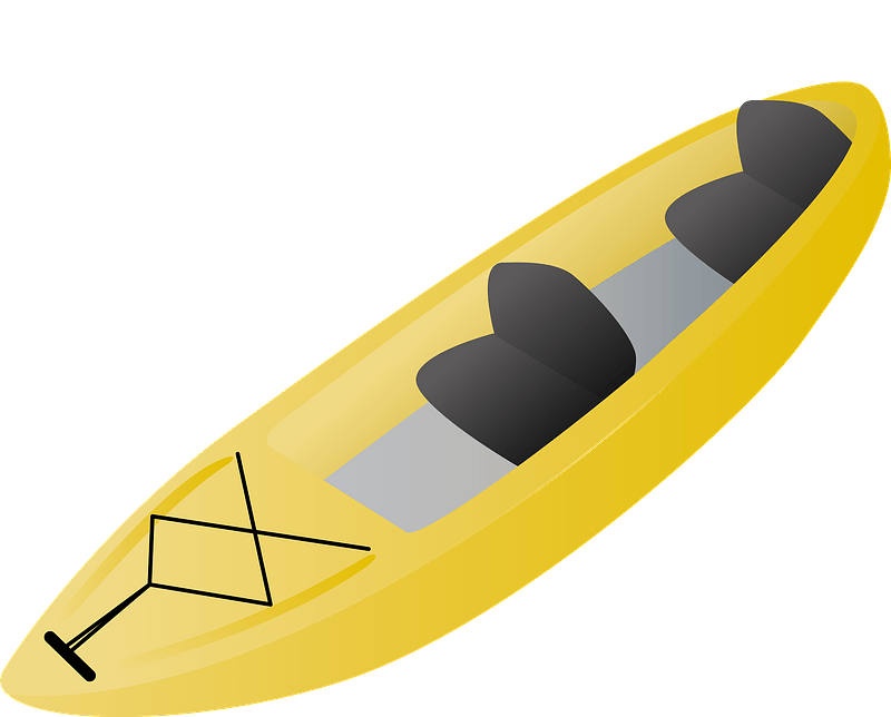 Yellow Gray Tandem Kayak With Seats Transparent PNG Canoe Graphic