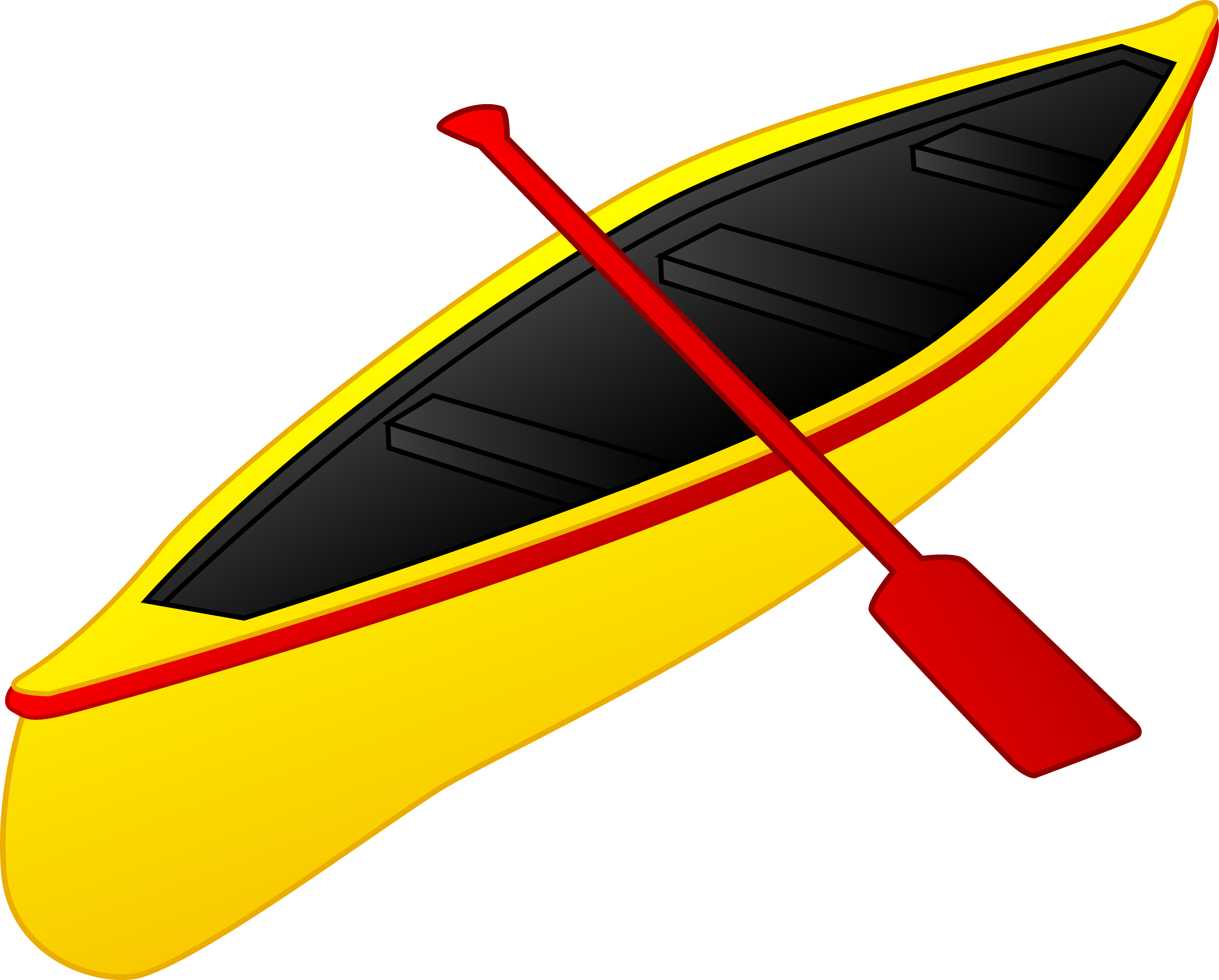Yellow Kayak With Red Paddle Top View PNG Kayak Image