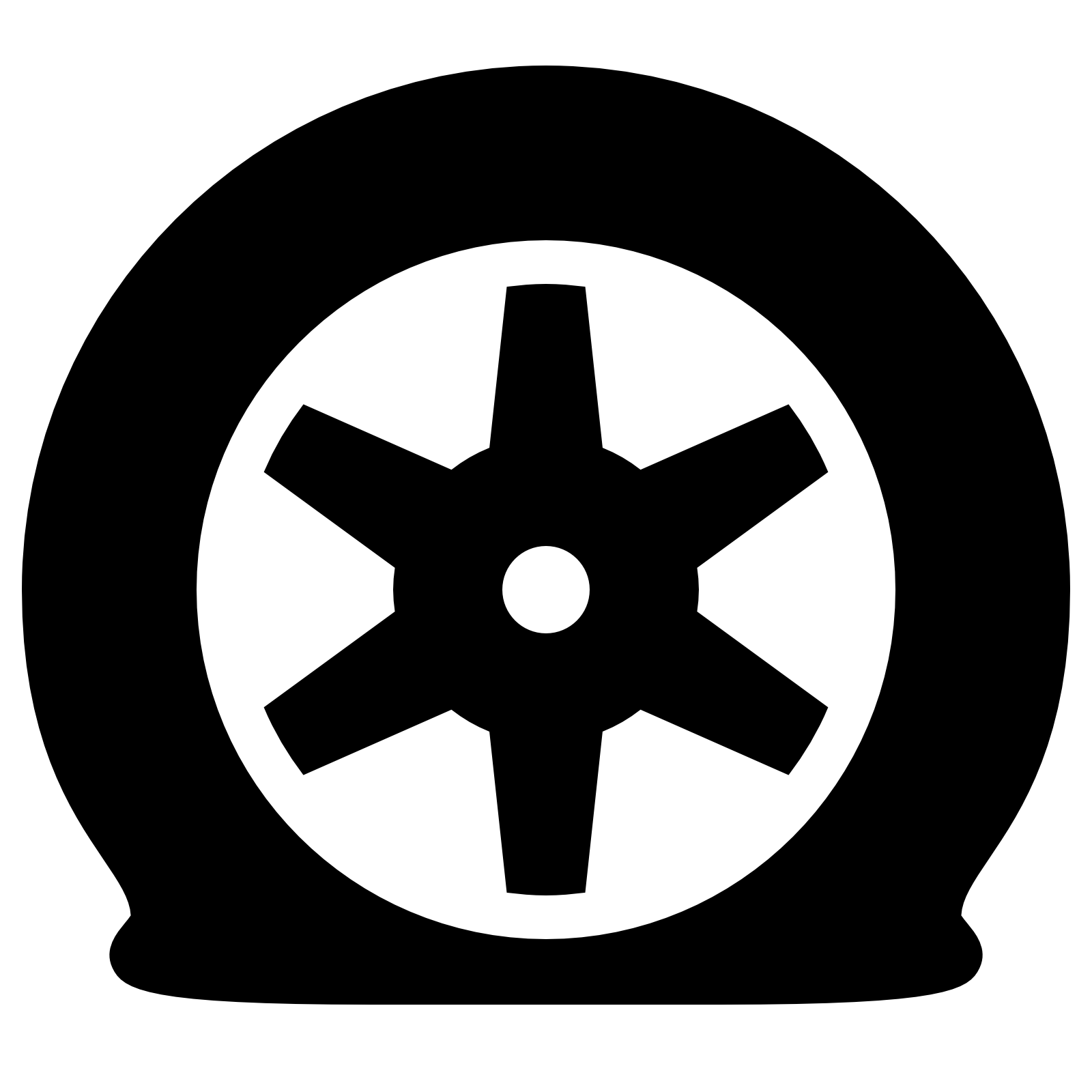 Black Five Spoke Wheel Silhouette In Circle PNG Car Rim Icon