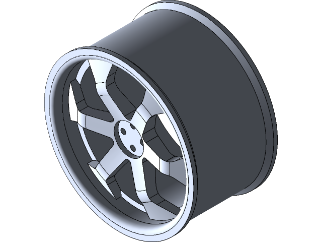 Black Silver Deep Dish Alloy Rim Angled Side View Isolated PNG Car Wheel
