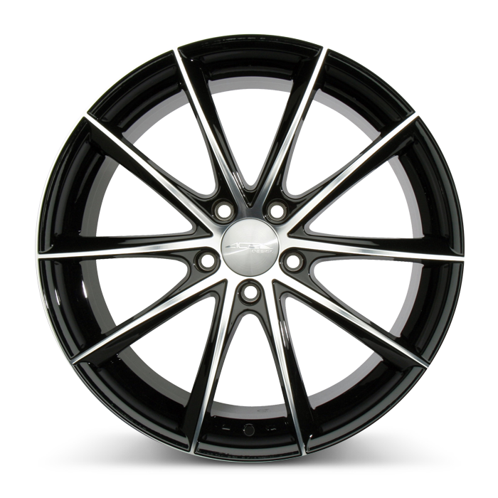 Black Silver Split Spoke Alloy Wheel Rim Front View Car Wheel PNG Asset