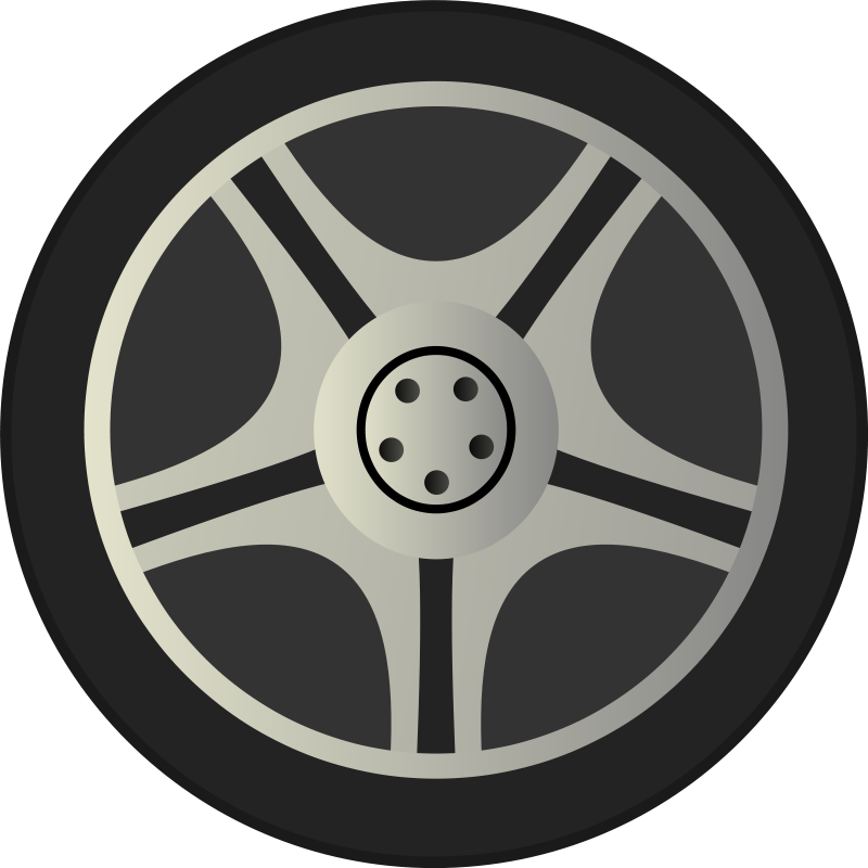 Gray Black Five Spoke Car Wheel Hubcap Icon Car Rim PNG Graphic