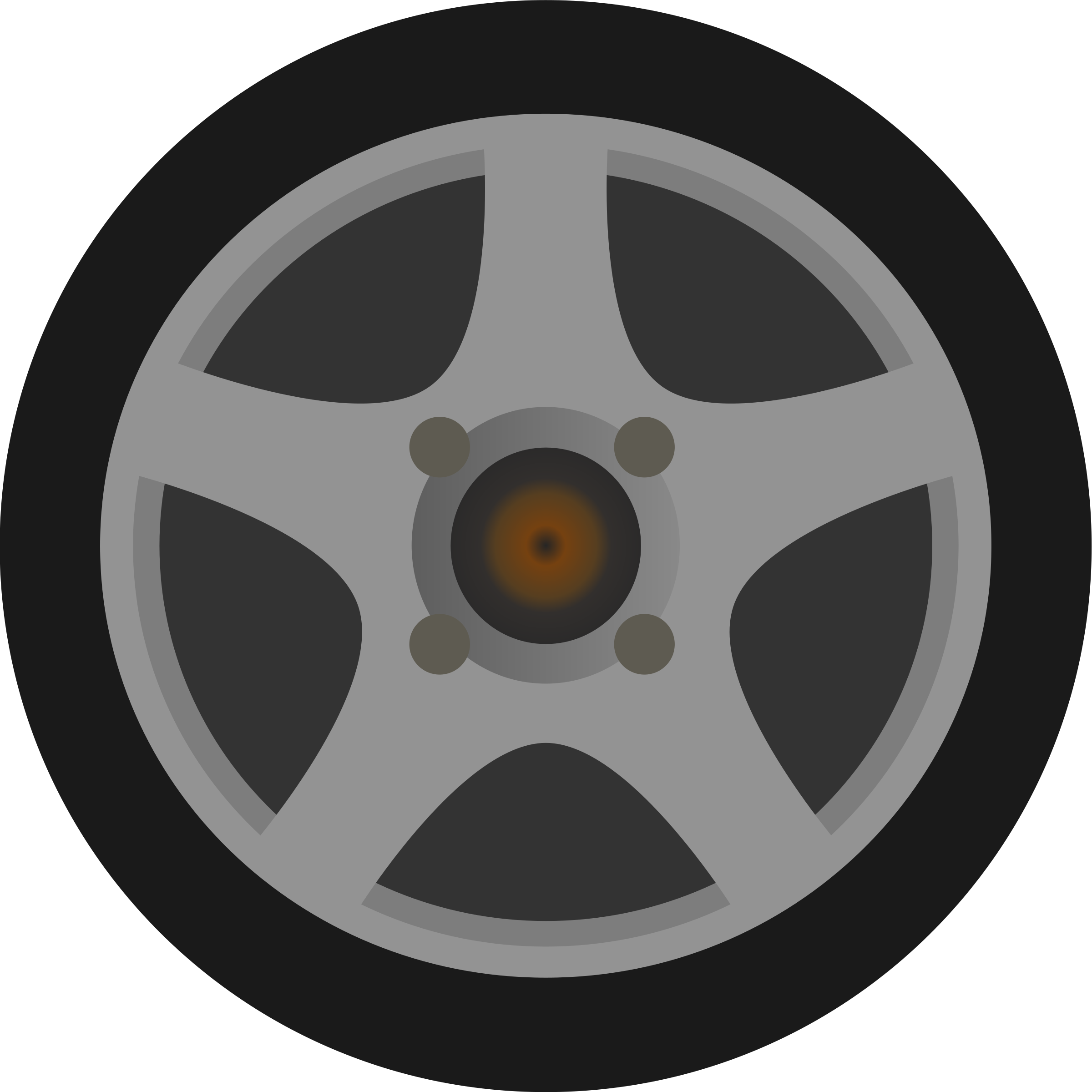 Gray Five Spoke Car Rim With Bronze Center Cap PNG Wheel Icon