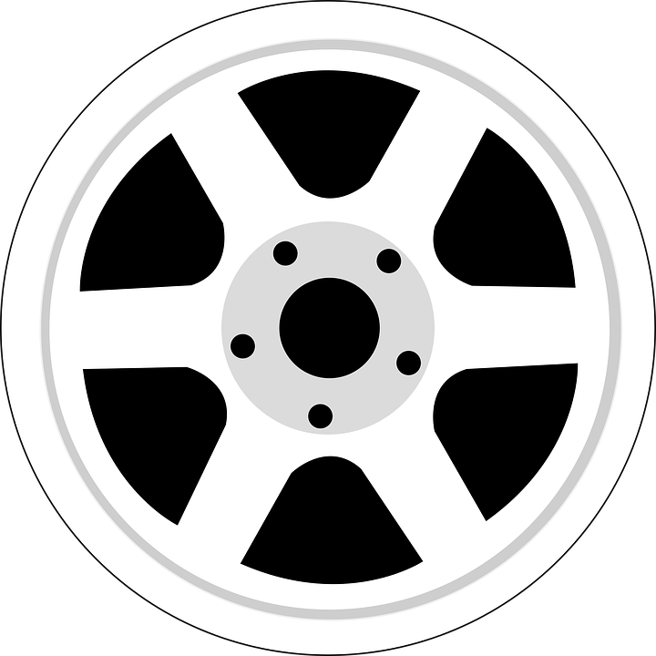 White Five Hole Steel Car Rim Black Center Design PNG Wheel Icon