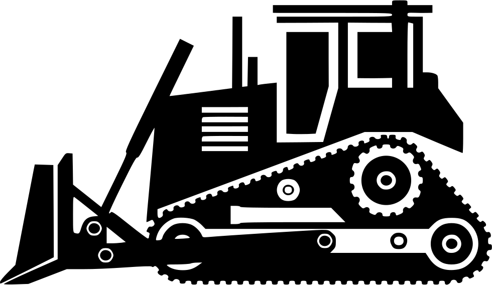 Black Detailed Crawler Bulldozer Silhouette Logo Transparent PNG Machine Artwork