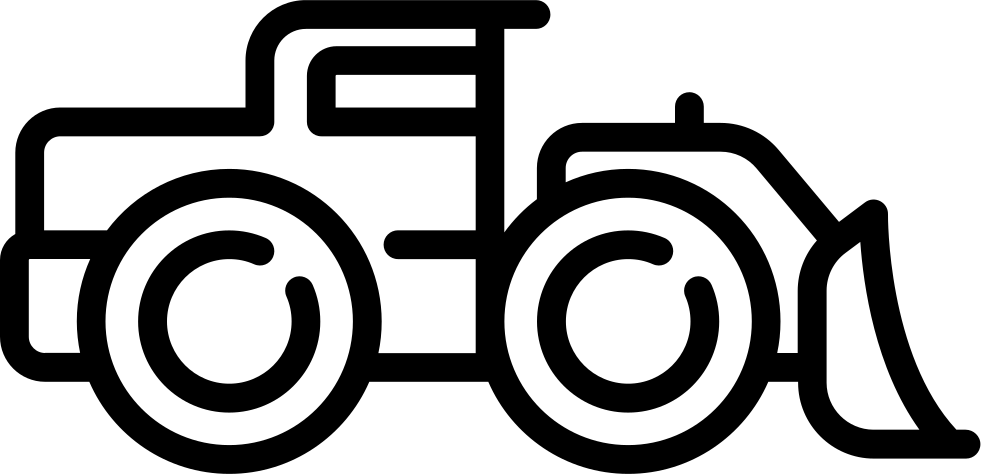 Black Line Drawing Of Tractor With Plow Attachment PNG Farm Equipment Illustration