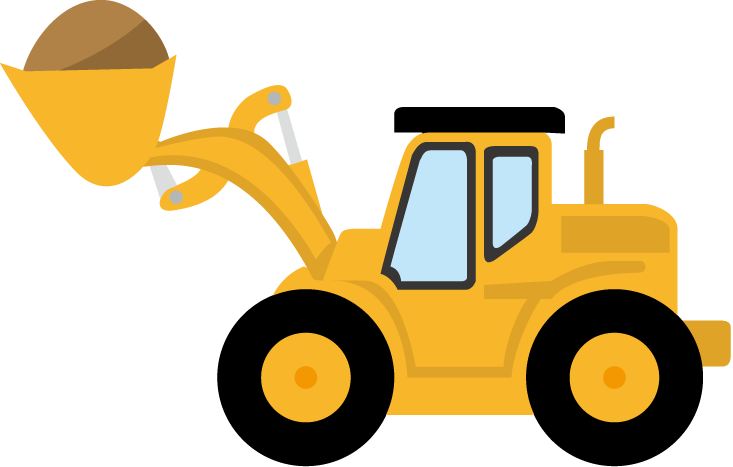 Cartoon Yellow Wheel Loader Scooping Material PNG Construction Cartoon