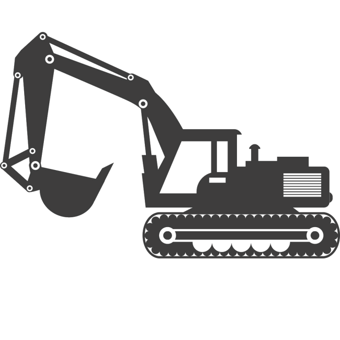 Gray Tracked Excavator Outline With Bucket PNG Excavator Silhouette