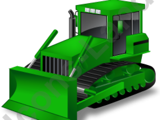 Green Crawler Bulldozer With Large Front Blade Earthmoving PNG Artwork