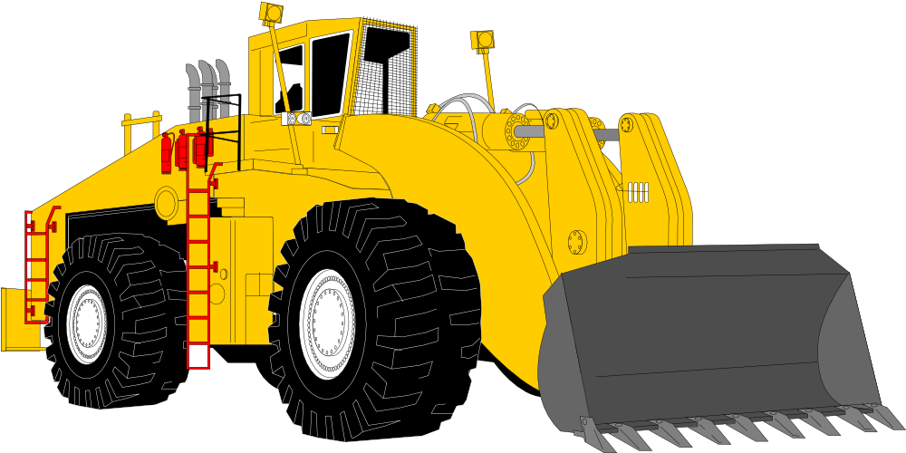 Large Yellow Wheel Loader With Gray Bucket PNG Loader Vehicle Graphic