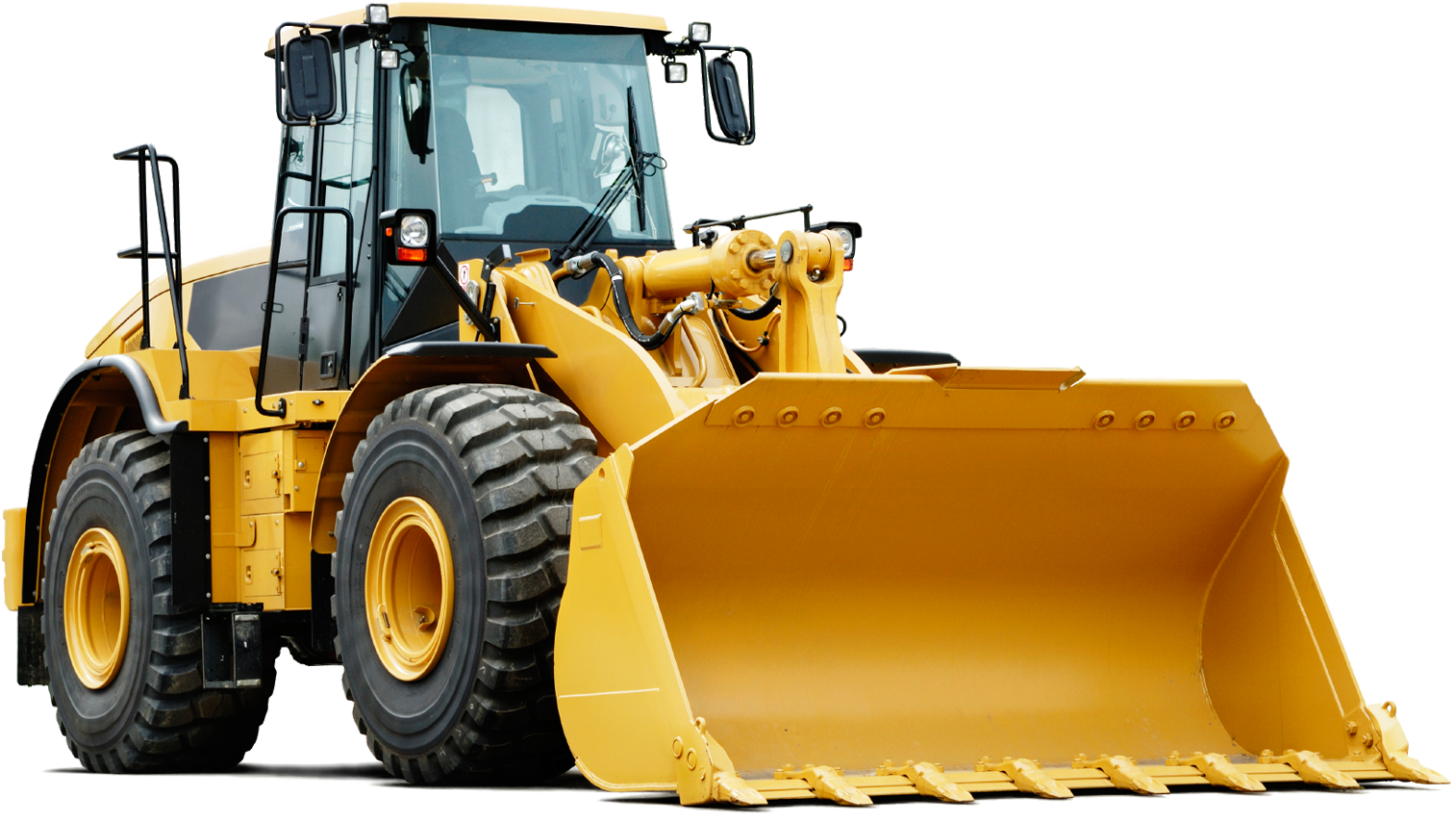 Large Yellow Wheel Loader With Wide Bucket Heavy Machinery PNG Artwork