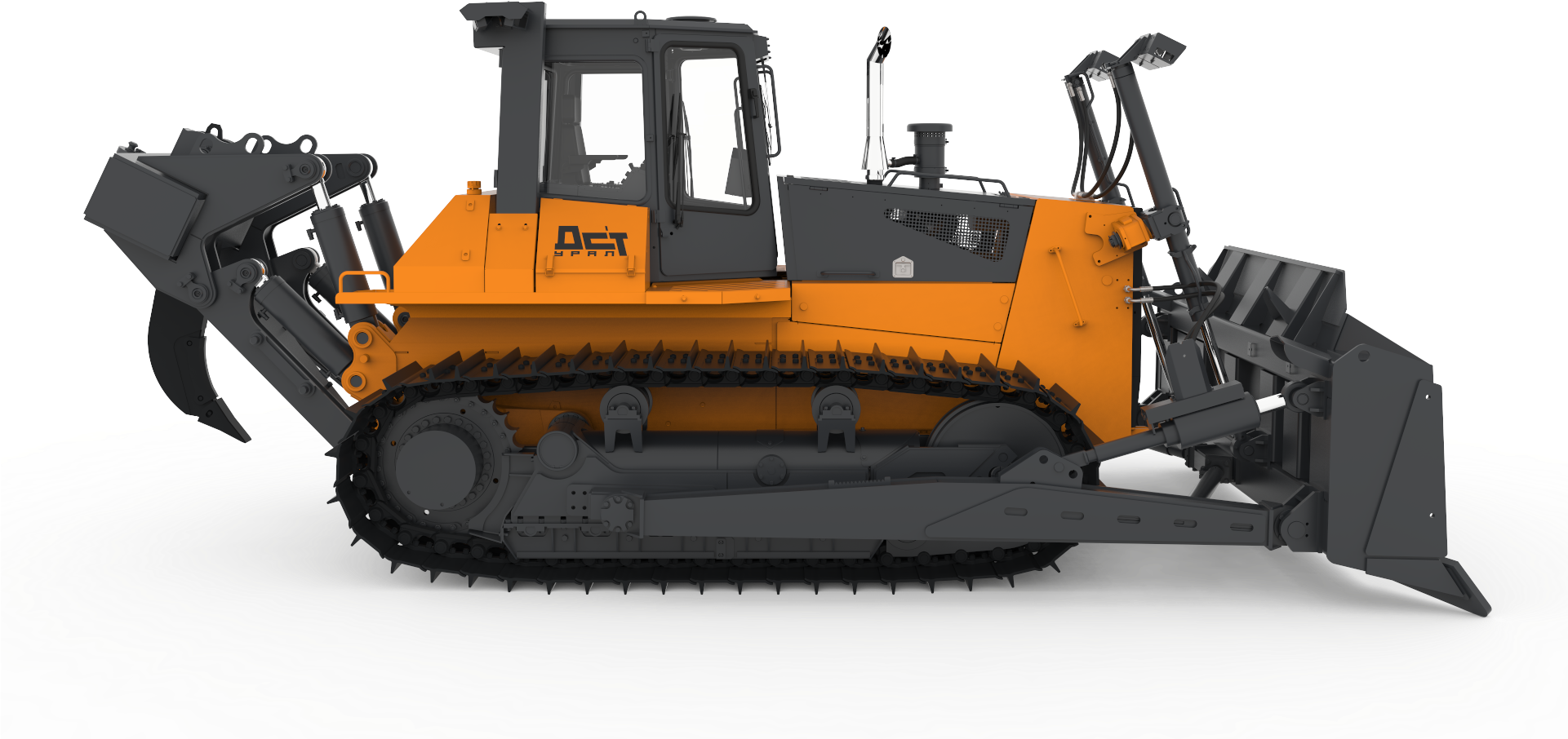 Orange Tracked Bulldozer With Black Blade PNG Construction Equipment Image