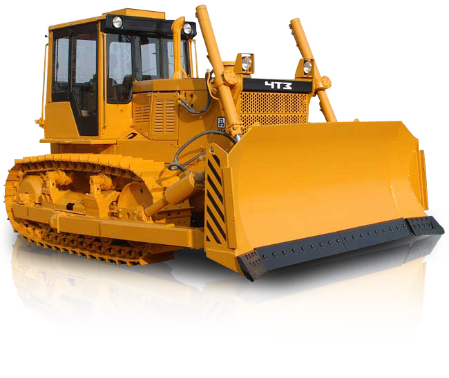 Orange Yellow Bulldozer Side View With Front Blade Transparent PNG Machine Graphic