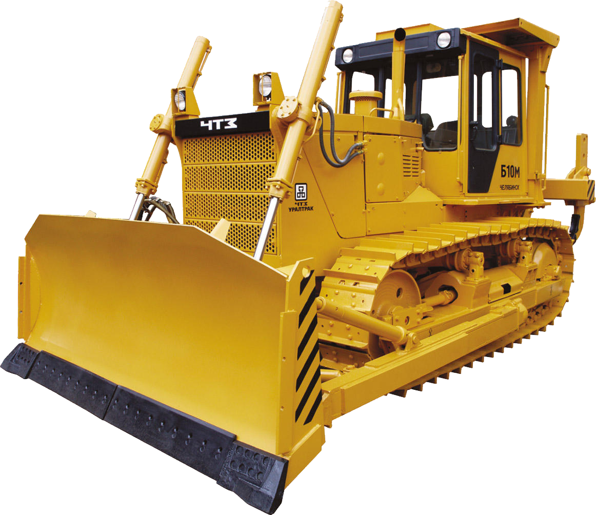 Yellow Bulldozer Front View With Wide Steel Blade Transparent PNG Bulldozer Image