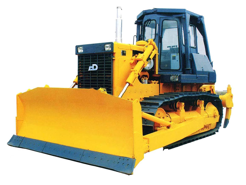 Yellow Bulldozer With Blue Cab And Wide Blade Construction PNG Artwork