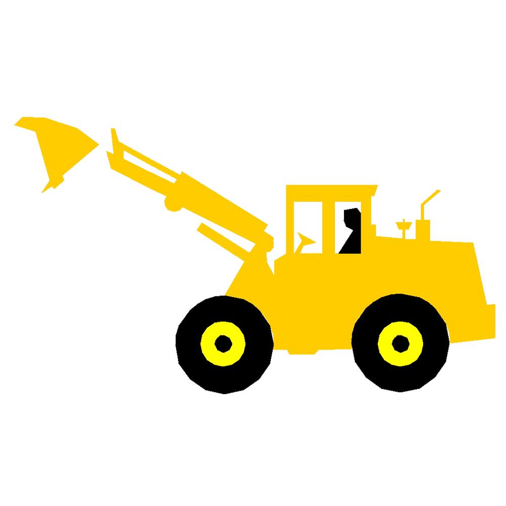 Yellow Cartoon Front Loader With Raised Bucket PNG Construction Vehicle Clipart