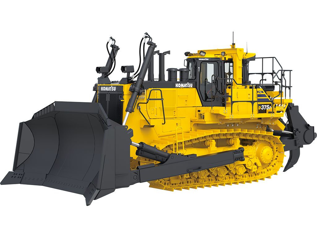 Yellow Crawler Dozer With Dark Gray Blade PNG Bulldozer Product Image