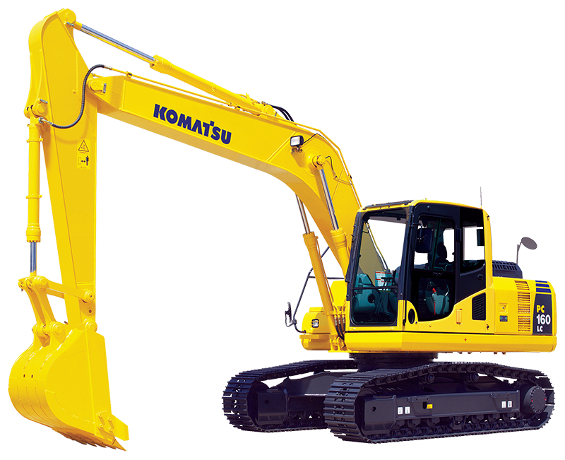 Yellow Crawler Excavator With Long Boom PNG Excavator Illustration