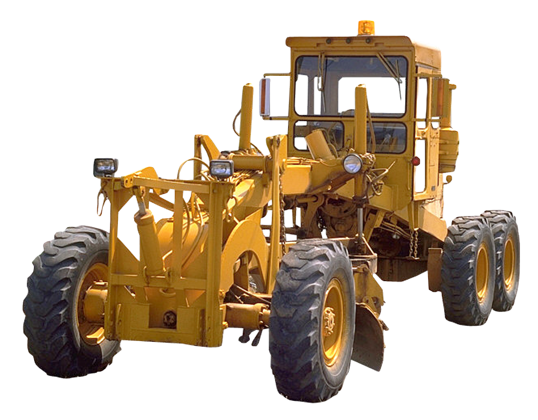 Yellow Motor Grader Road Construction Machine PNG Road Grader Clipart