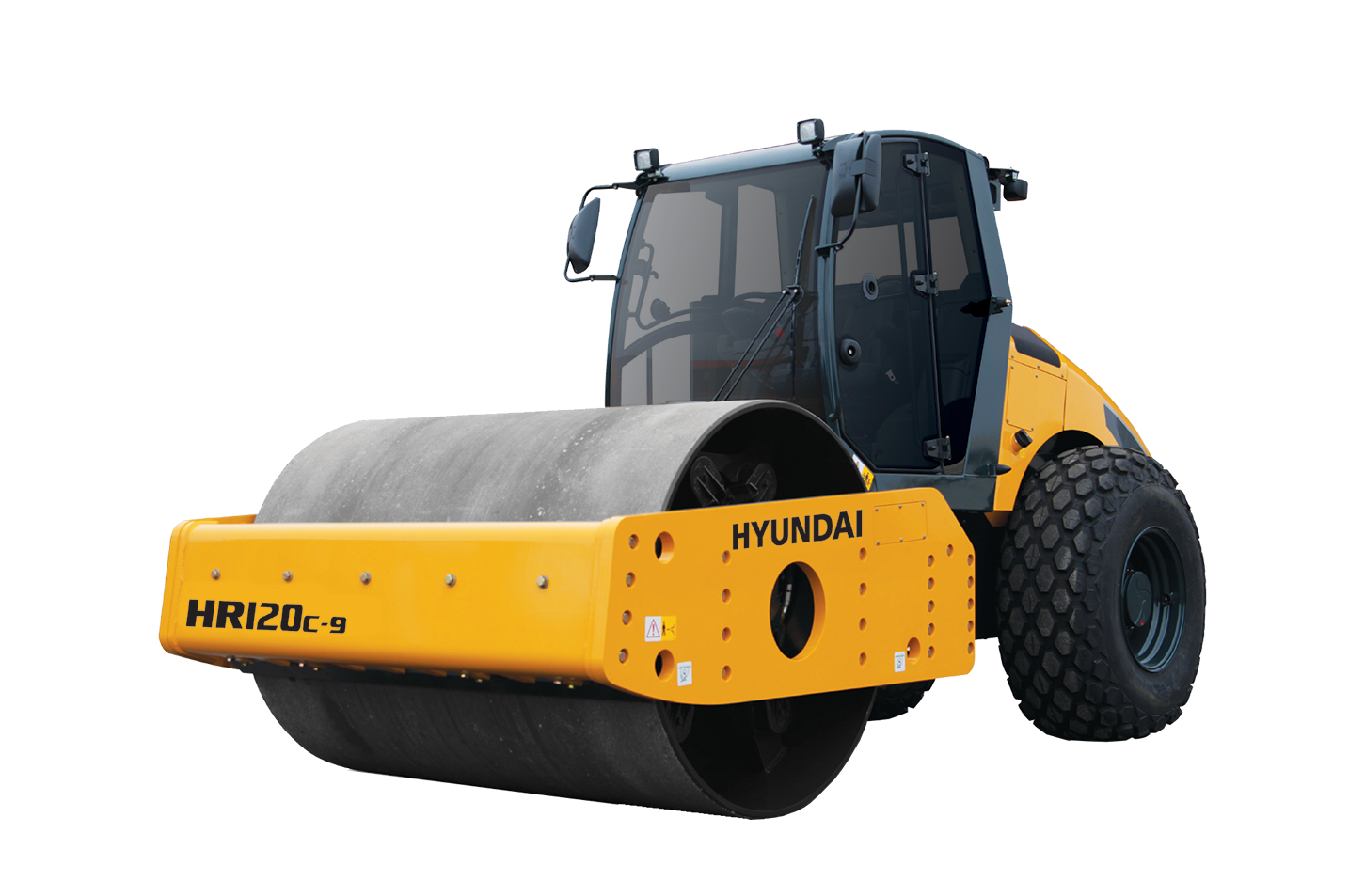 Yellow Road Roller Compactor With Front Drum Road Construction PNG Image