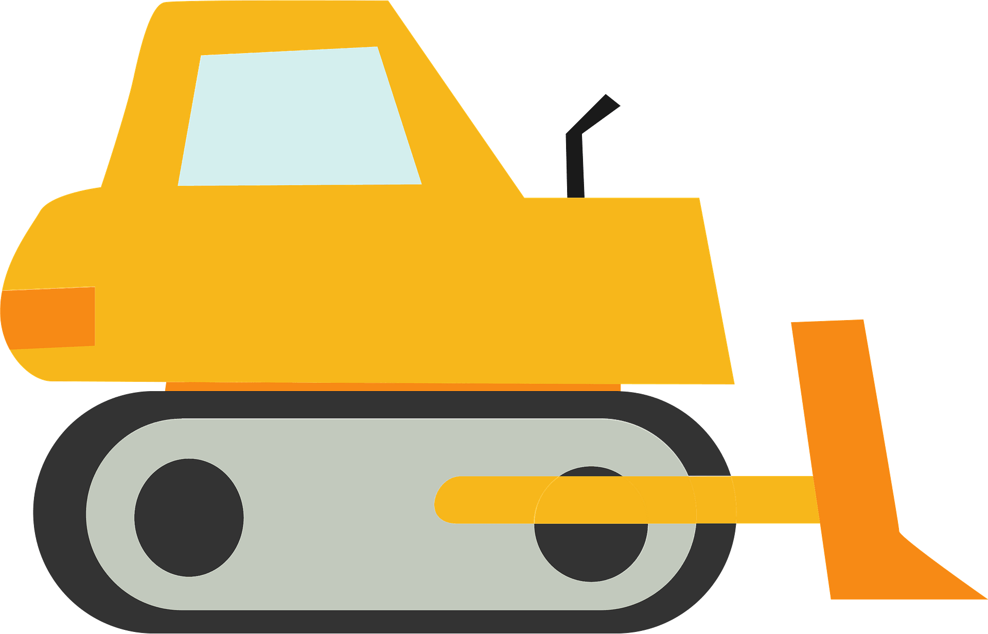 Yellow Tracked Bulldozer Flat Side View Icon PNG Dozer Symbol