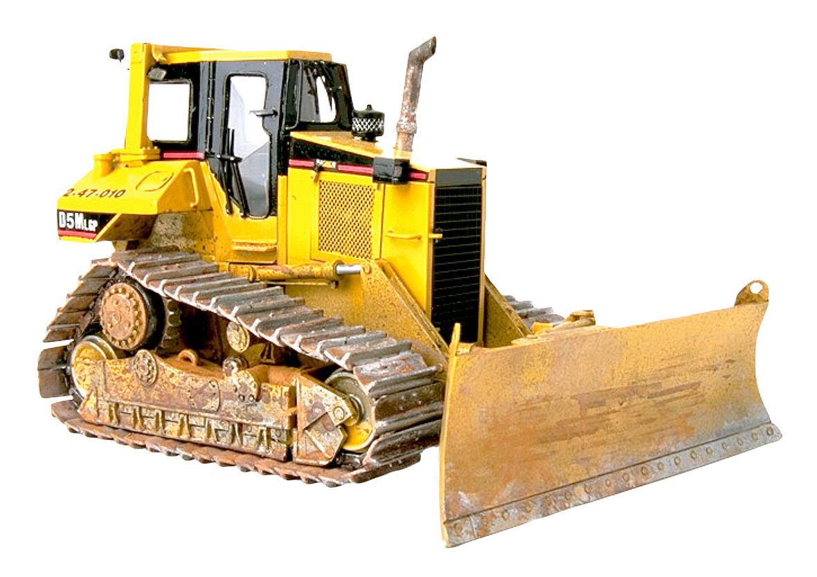 Yellow Tracked Dozer With Gray Blade Earthmoving Machine PNG Graphic