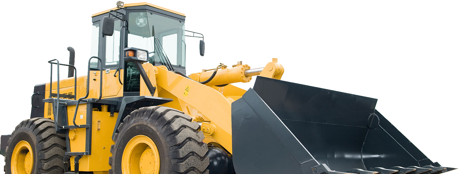 Yellow Wheel Loader With Black Front Bucket Construction Machine PNG Graphic