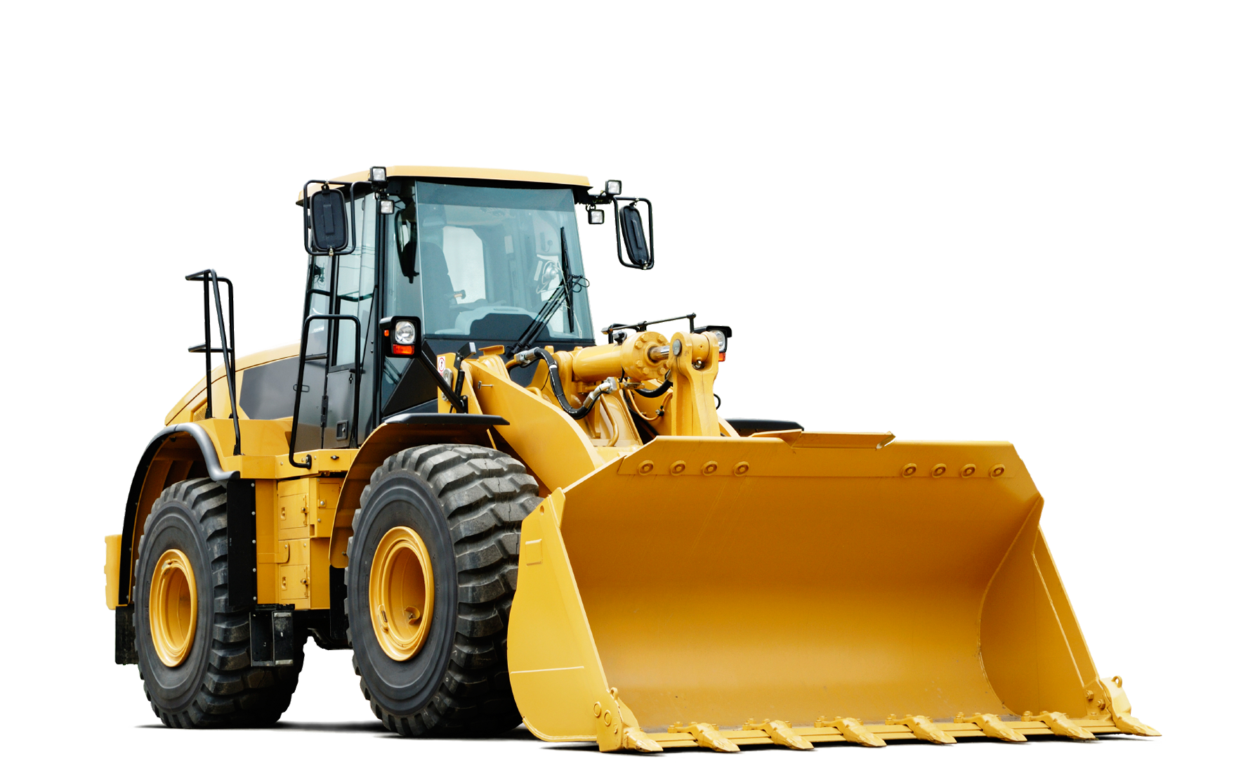 Yellow Wheel Loader With Curved Front Bucket PNG Heavy Machinery Clipart