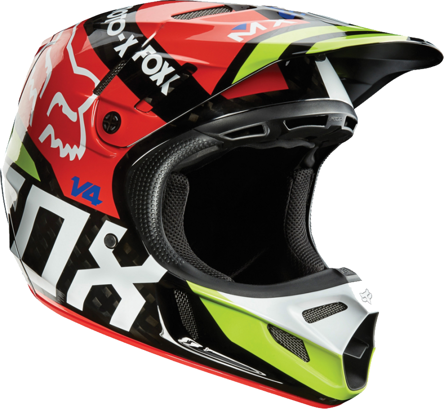 Red Green Graphic Full Face Motocross Helmet PNG Dirt Bike Helmet Image