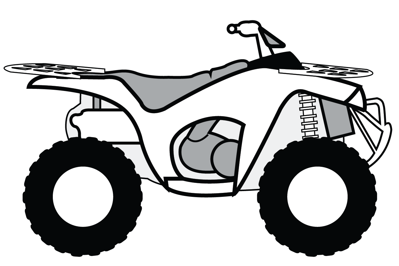 Black And White ATV Line Drawing Side View Transparent PNG Line Art