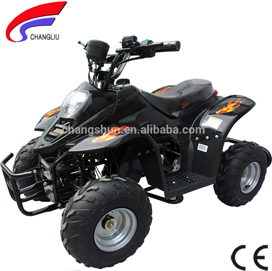 Black Four Wheel All Terrain Vehicle Side View Transparent Background PNG Image