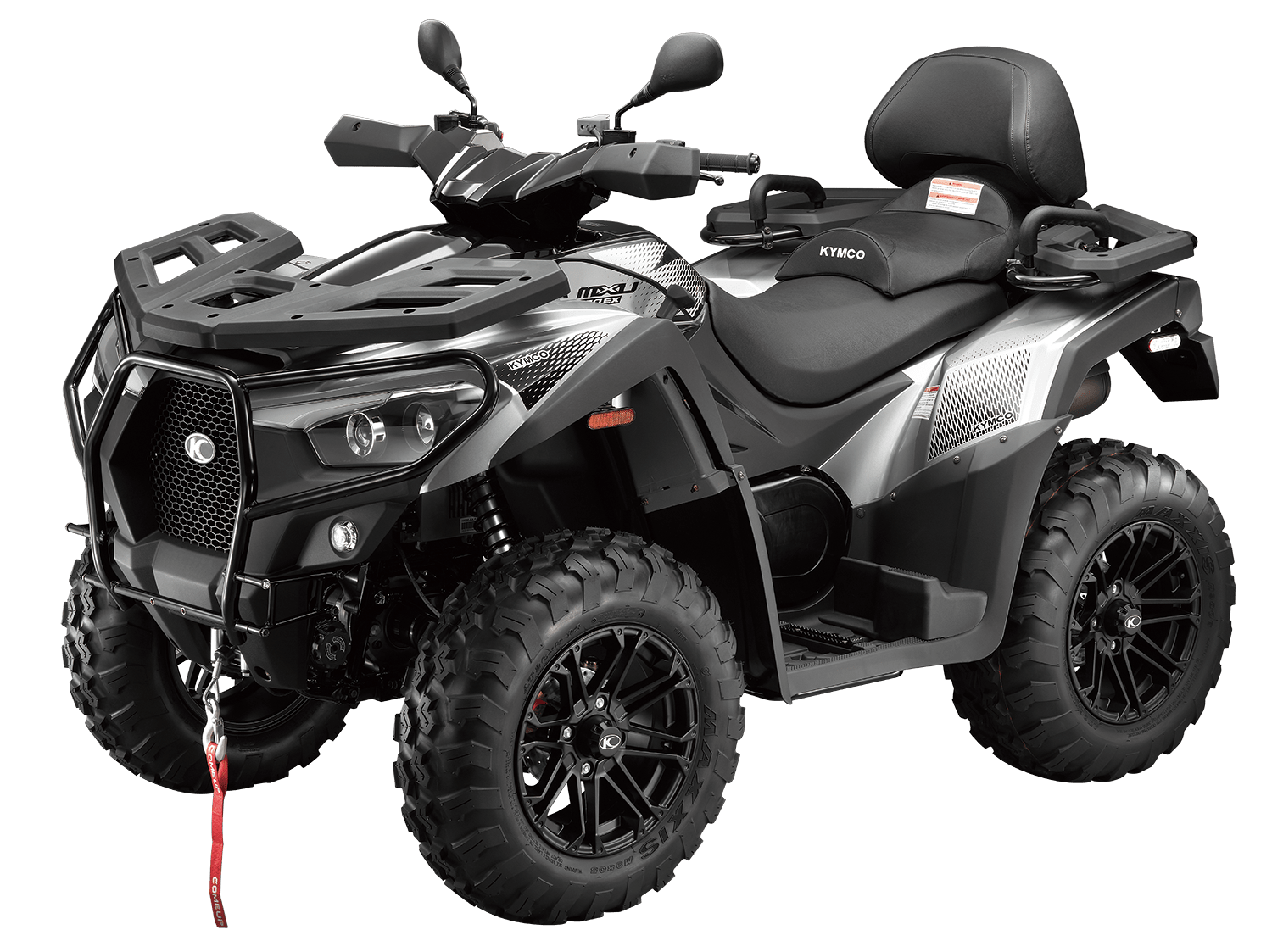 Black Gray Utility ATV With Rear Storage Rack All Terrain Vehicle PNG Image