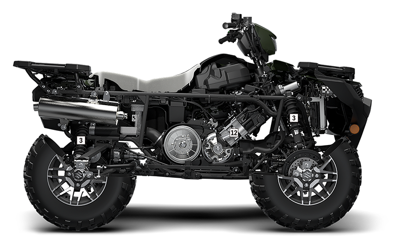 Black Off Road ATV With Exposed Mechanical Frame All Terrain PNG Product Image