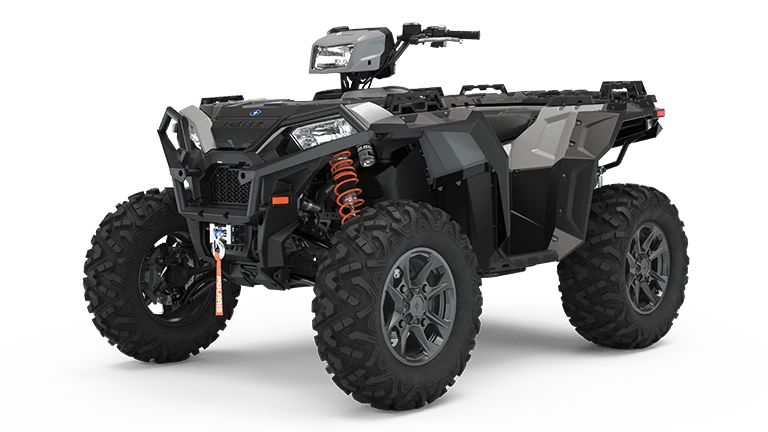 Black Sport Quad Bike With Four Large Knobby Tires All Terrain PNG Image