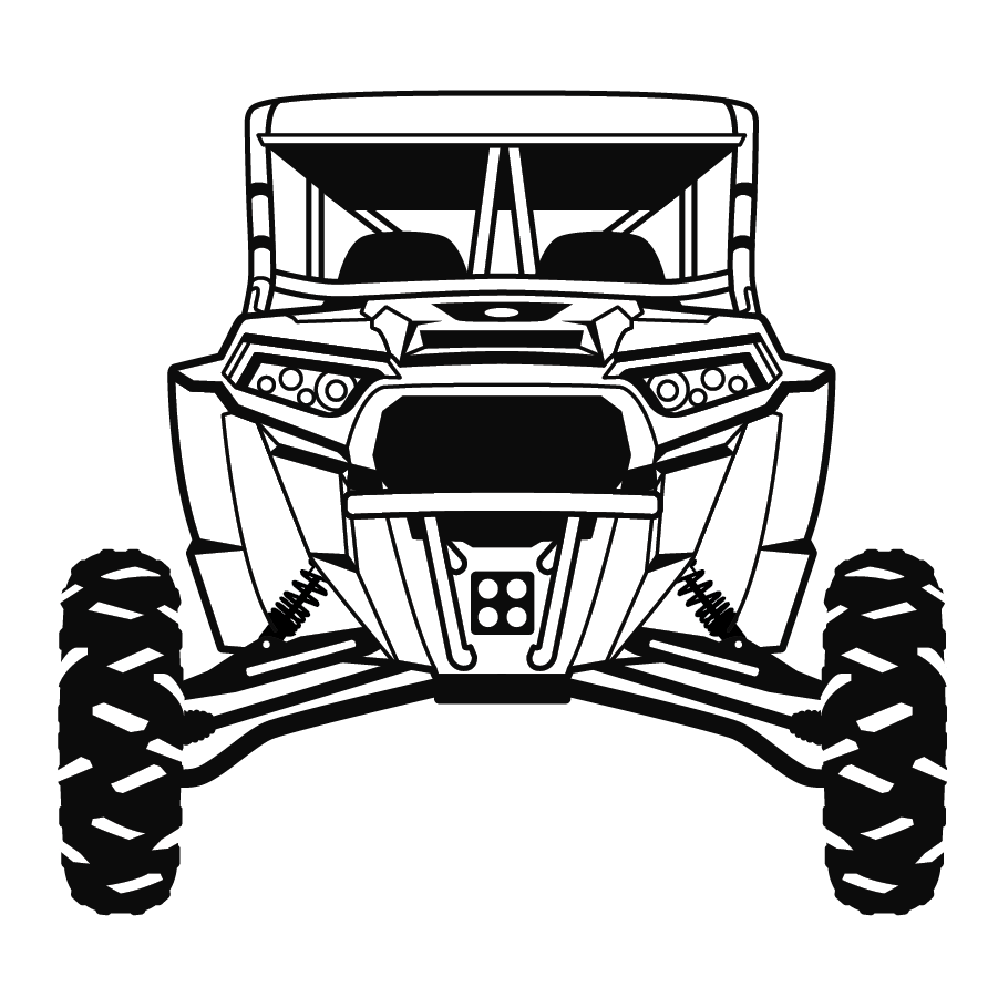 Black White ATV Front View Line Illustration PNG ATV Front Icon