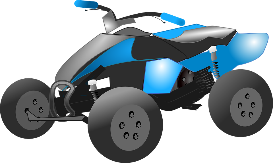 Blue Black Mini Quad Bike Toy Illustration PNG ATV Cartoon Graphic