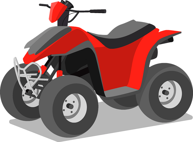 Cartoon Red ATV With Helmeted Rider Kids ATV PNG Clipart