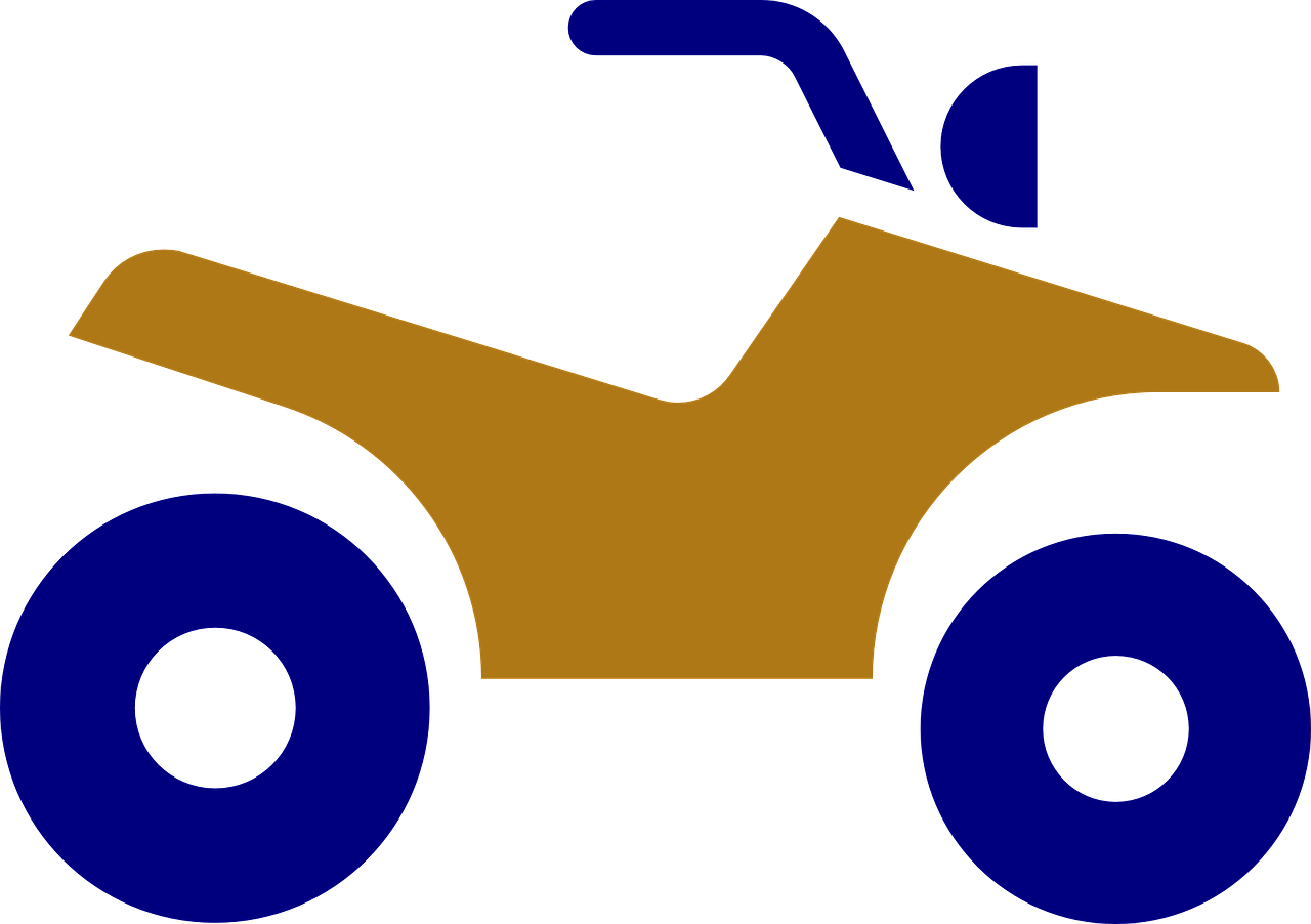 Gold Blue Cartoon Quad Bike Side Icon PNG All Terrain Symbol