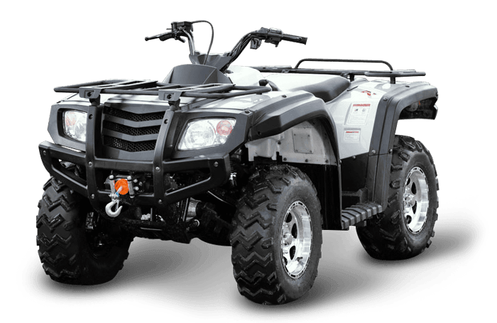 Gray Black Utility ATV With Front Cargo Rack Off Road Vehicle PNG Image