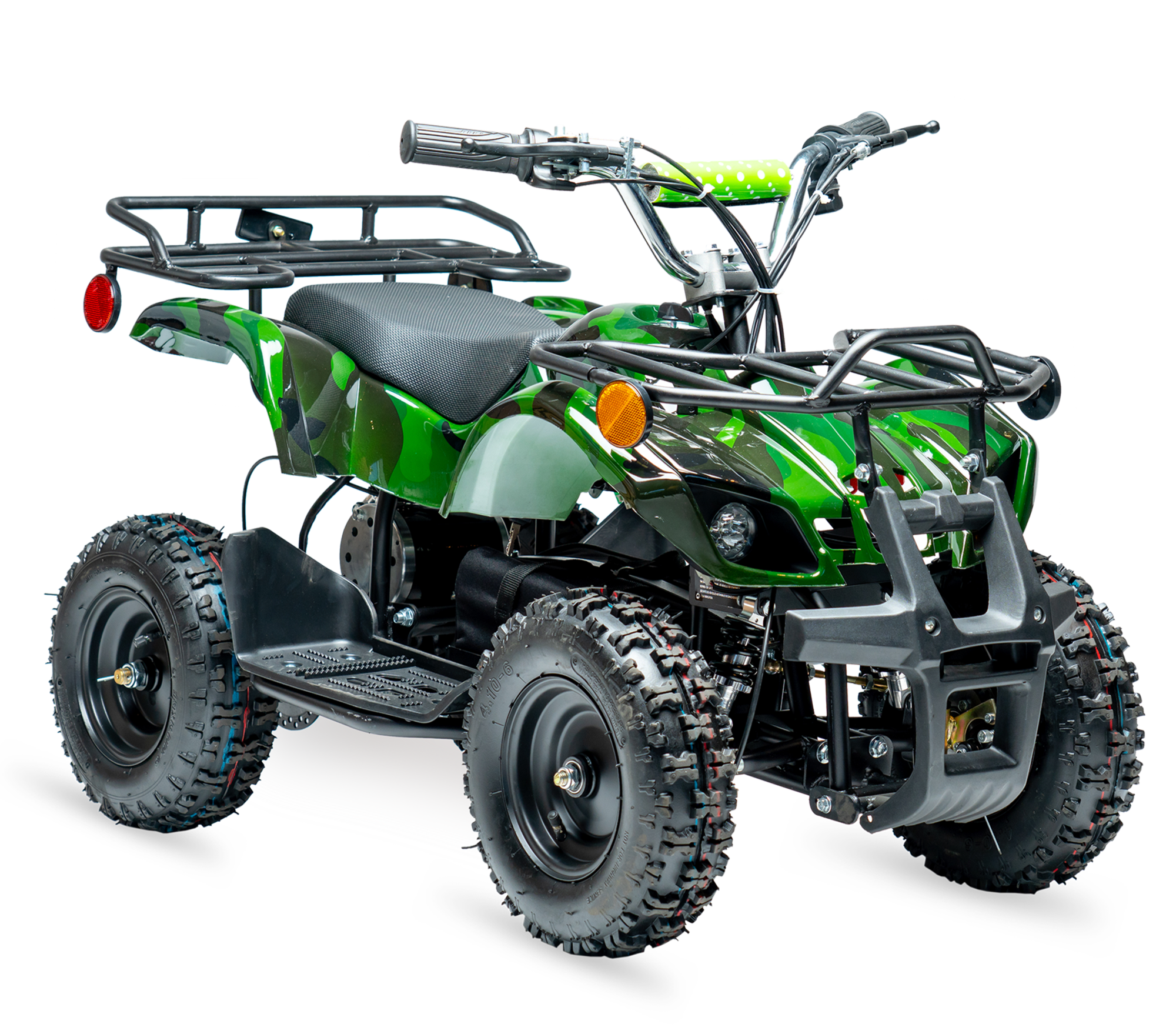 Green Black Four Wheel ATV With Front Brush Guard Transparent PNG Off Road Quad