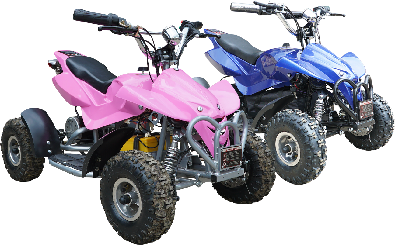 Pink And Blue Kids Quad Bikes Pair Kids ATV PNG Illustration