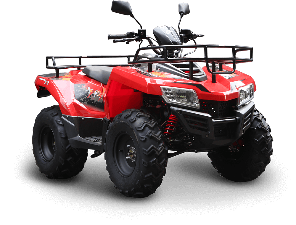 Red Four Wheel ATV With Front Storage Rack All Terrain PNG Clipart