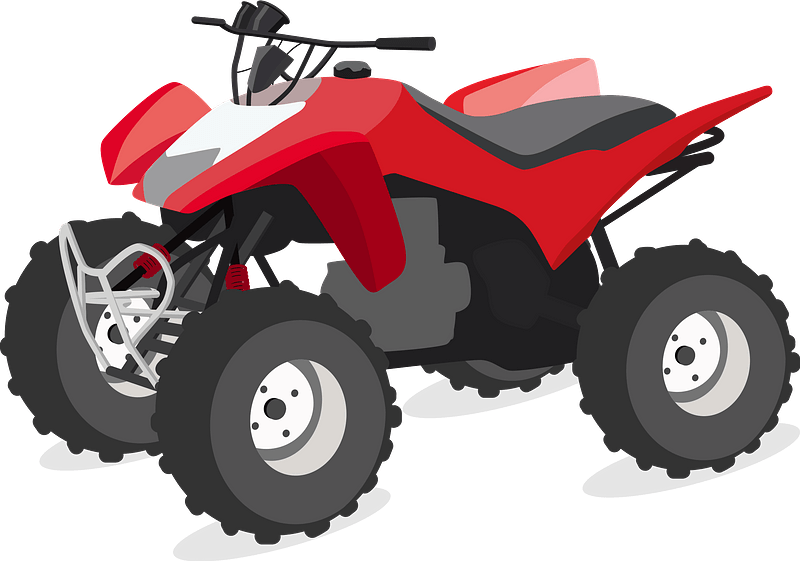 Red Sport Quad Bike With Black Seat PNG ATV Illustration